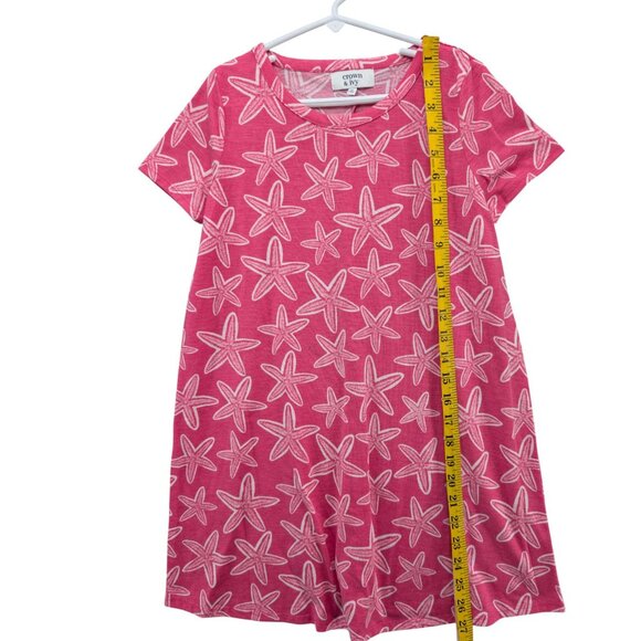 Crown & Ivy Starfish Shirt Dress Girls Pink White Short Sleeve Pullover Size M - Picture 5 of 8